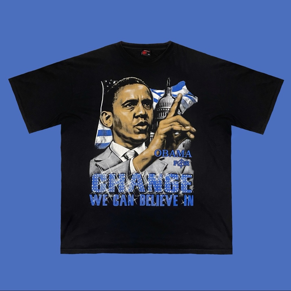 Vintage Ekur Rhinestone Barack Obama “We Can Believe In Change” Shirt 🇺🇸